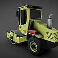 Yellow Heavy Duty Road Roller With Single Drum Cab And Safety Sign