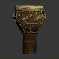 Traditional Wooden Hand Drum With Natural Skin Head And Woven Rope Decoration