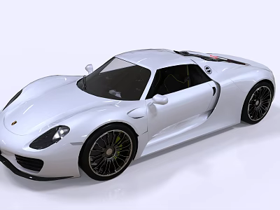 White Sleek Sports Car With Streamlined Body And Black Alloy Wheels 3d model