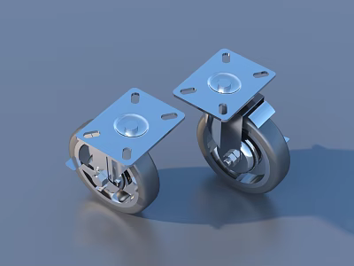 Metal Swivel Caster Wheels With Square Base And Durable Construction 3d model