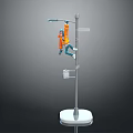 Orange Monkey Hanging On Street Lamp Pole With Street Light And Base