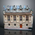 Smart Machine Crafted European Ancient Building Model With Spire Roof Stone Wall And Wooden Door
