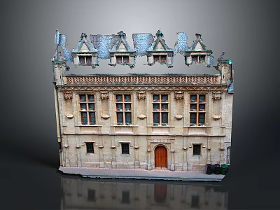 Smart Machine Crafted European Ancient Building Model With Spire Roof Stone Wall And Wooden Door 3d model