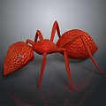 Red Ant 3D Model With Detailed Texture On Gray Background And Reflection