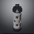 Futuristic Weapon With White Cylinder Black Top And Red Circular Holes