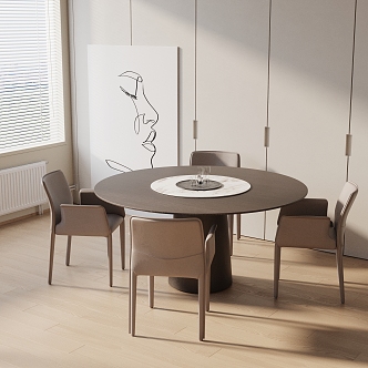 Modern Dining Table and Chair Combination Dining Table Combination 3d model