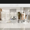 Modern Clothing Store Interior With Stylish Mannequins Clothing Racks And Green Plants