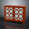 Traditional Wooden Cabinet With Carved Glass Doors And Decorative Legs Design