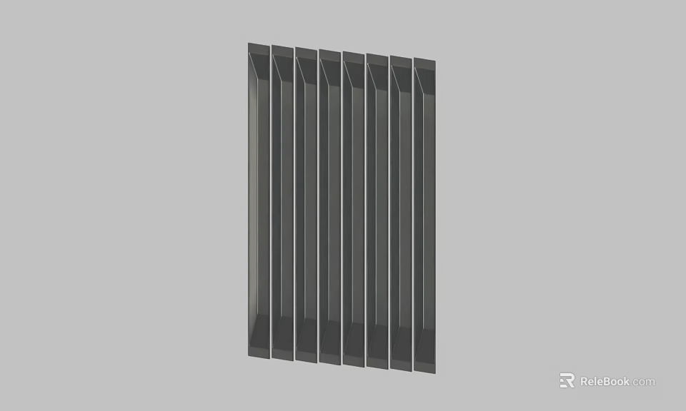 Black Vertical Strip Decorative Panel With Sleek Modern Design On Gray Background 3d model 