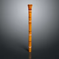 Bamboo Plant With Distinct Joints And Orange Yellow Color Standing Against Dark Gray Background