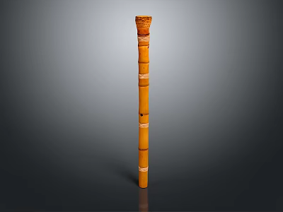 Bamboo Plant With Distinct Joints And Orange Yellow Color Standing Against Dark Gray Background 3d model