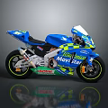 Blue Racing Motorcycle With Telefónica Movistar Livery And Sleek Sport Design