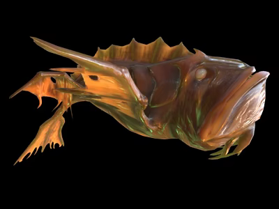 Aquatic Animal With Unique Spiny Fins And Vibrant Orange Green Coloration 3d model