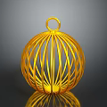Golden Decorative Spherical Household Item With Cage Like Wire Frame For Home Use
