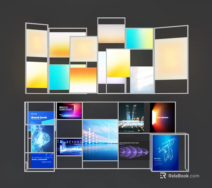 Colorful Display Panels With Vibrant Gradient Colors Abstract Patterns And Tech Designs 3d model 