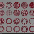 Red Circular Laser Cut Wall Decor with Traditional Patterns and Ornate Designs 3d model