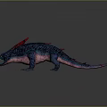 Fantasy Creature Character With Blue Skin Red Spikes Open Mouth And Pink Underbelly