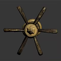 Decorative Ancient Weapon Staff With Elaborate Carved Patterns And Golden Accents
