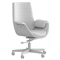 Modern Office Table and Chair Set with Beige Black Leather Wooden Swivel Chairs on Wheels