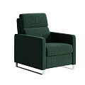 Stylish Modern Green Fabric Single Sofa With Armrest And Metal Base Design 3d model