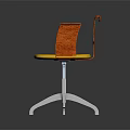 Modern Wooden Chair With Orange Backrest Yellow Seat And Metallic Base