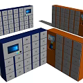 Smart Storage Lockers With Digital Screens Multiple Compartments And Control Panels 3d model