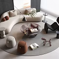 Modern Curved Sofa Coffee Table Combination Curved Sofa 3d model