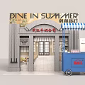 Summer Dine Experience Venue with Blue Food Truck and Arch Entrance Design