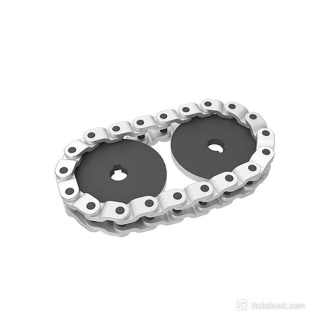 Mechanical Transmission Chain With Black Circular Plates And Silver Link Structure 3d model 