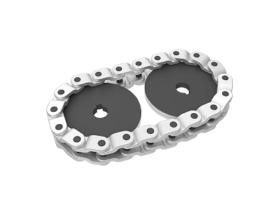 Mechanical Transmission Chain With Black Circular Plates And Silver Link Structure 3d model