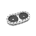 Mechanical Transmission Chain With Black Circular Plates And Silver Link Structure