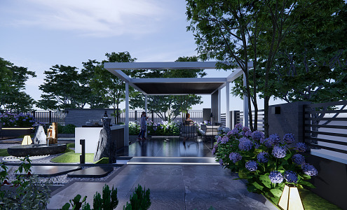 Modern Courtyard Garden 3d model