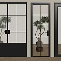 Interior Glass Doors With Black Frames And Different Glass Patterns For Home Design 3d model