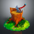 Tomahawk Axe Wooden Axe Handle Axe Mountain Axe Chopping Wood Axe Chopping Wood Axe Magic Axe 3d model