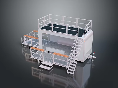 Practical Household Storage System With Platform Staircase And Railing 3d model