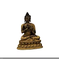 Exquisite Golden Buddha Sculpture Sitting on Lotus Base with Hand Mudra