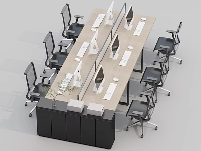 Staff station desk 3d model
