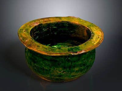 Green And Gold Ceramic Basin For Home Decorative Household Use 3d model