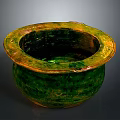 Green And Gold Ceramic Basin For Home Decorative Household Use