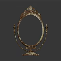 Vintage Style Oval Mirror Furniture With Decorative Frame And Carved Base