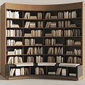 Curved Bookcase Books 3d model