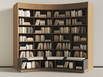 Curved Bookcase Books 3d model