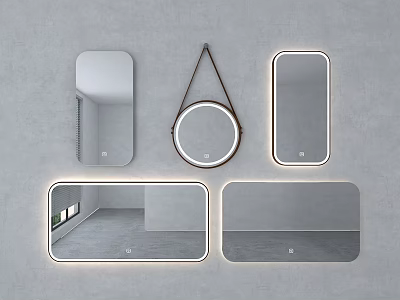 Modern Decorative Mirrors With Various Shapes LED Lighting And Contemporary Design 3d model