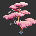 Artistic Pink Tree Featuring Fluffy Pink Foliage And Flying White Birds 3d model