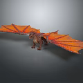 3D Rendered Orange Flying Dragon With Spread Wings In Standing Pose
