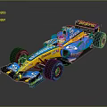 Blue And Yellow Renault Formula 1 Race Car With Total Microsoft Mobil Logos