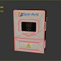 Sol-Ark Solar Inverter Device With Digital Display Enclosure And Warning Sign 3d model