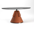 Modern Coffee Tables Featuring Round And Square Gray Tabletops With Orange Conical Bases