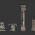 Classical Stone Architectural Components Including Tall Column Short Pillar Decorative And Table Like Elements 3d model