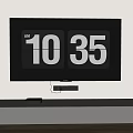Wall Mounted TV Displaying 10 35 AM Time With TV Stand And Device Below 3d model